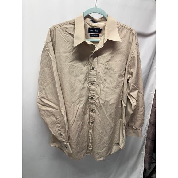 Vintage Nautica Men's Cotton Button Up Shirt 17 34/35 Classic Career Business - Picture 2 of 15